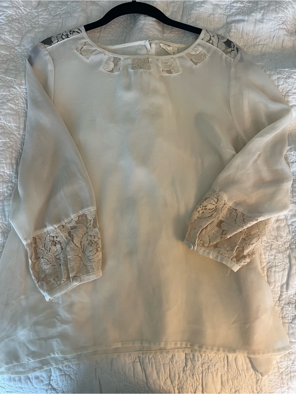Pins & Needles Ivory Lace-Trim Peasant Blouse